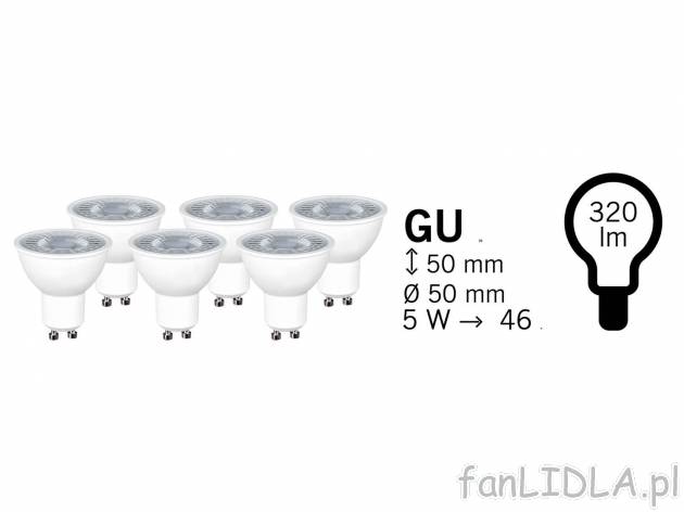 Żarówki LED, 6 szt. Livarno, cena 29,99 PLN  
-  klasa energetyczna A+
Opis
