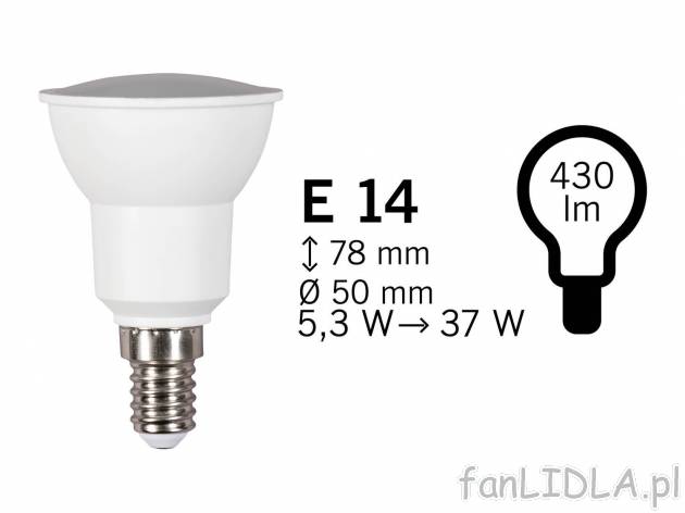 Żarówka reflektorek LED Livarno, cena 5,99 PLN 
- klasa energetyczna A+
- z ...