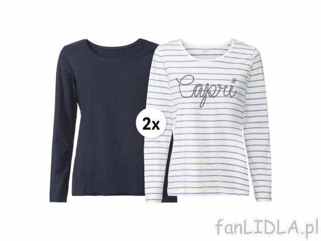 Bluzki damskie z bawełny, 2 szt.* Esmara, cena 14,99 PLN 
*Artykuł dostępny wyłącznie ...