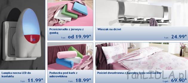 Lampka nocna LED do kontaktu, prześcieradło z jerseyu z gumką, poduszka pod karka ...