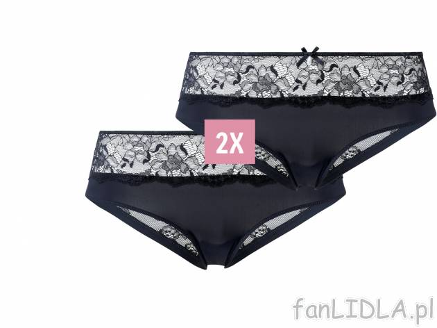 Majtki hipstery z koronką, 2 pary* Esmara Lingerie, cena 9,99 PLN 
* Artykuł ...