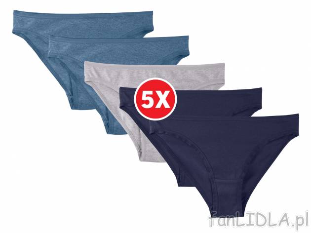 Damskie figi, 5 par , cena 24,99 PLN za 1 opak. 
- 95% bawełna, 5% elastan
- ...
