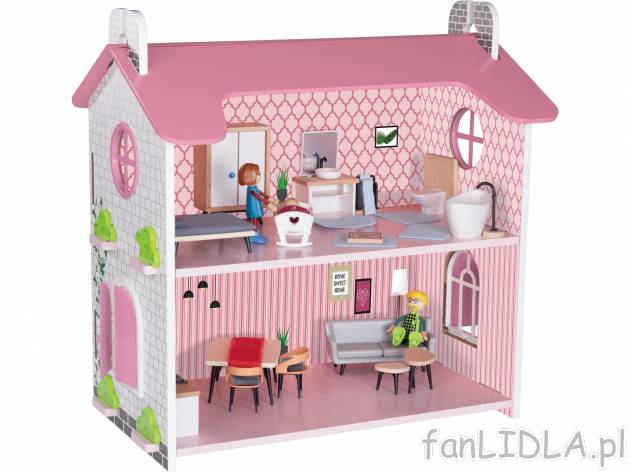 Drewniany domek dla lalek Playtive Junior, cena 99,00 PLN 
- wys. 48 cm
- z 3 ...