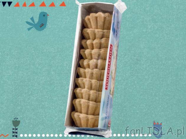 Tartoletki z ciasta francuskiego , cena 5,99 PLN za 225 g/1 opak., 100g=2,66 PLN. ...