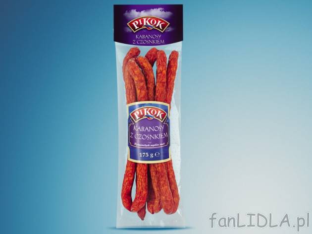 Kabanosy z czosnkiem , cena 6,69 PLN za 175 g/1 opak., 100 g=3,82 PLN. 
- Kabanosy ...
