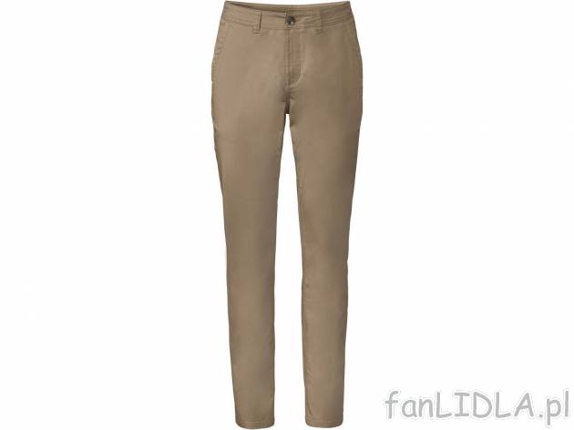 Spodnie chino Livergy, cena 44,99 PLN 
- kr&oacute;j tapered
- wysoka zawartość ...