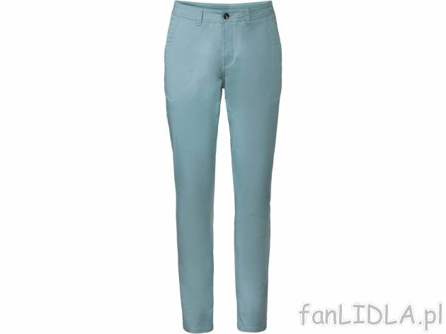Spodnie chino Livergy, cena 44,99 PLN 
- kr&oacute;j tapered
- wysoka zawartość ...