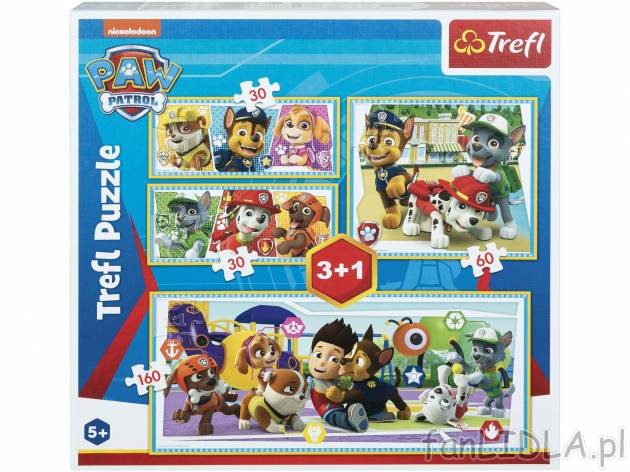 Zestaw puzzli Trefl, cena 15,99 PLN 
6 wzorów 
- w każdym zestawie 4 układanki: ...