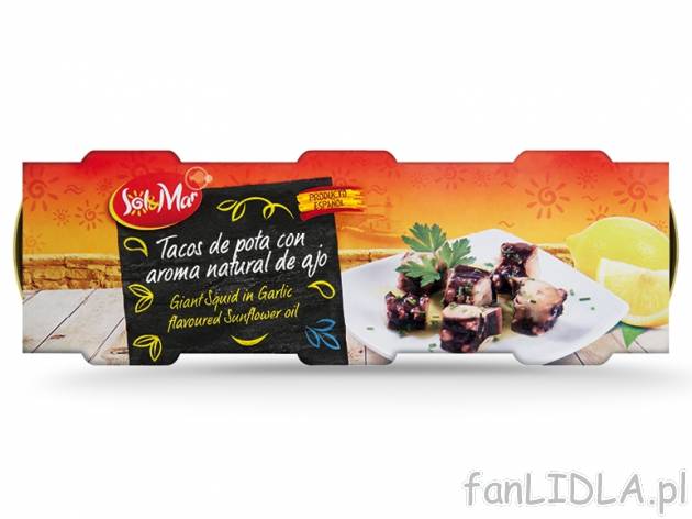 Kalmary w sosie , cena 6,00 PLN za 3x80 g/1 opak., 100 g=2,91 PLN.