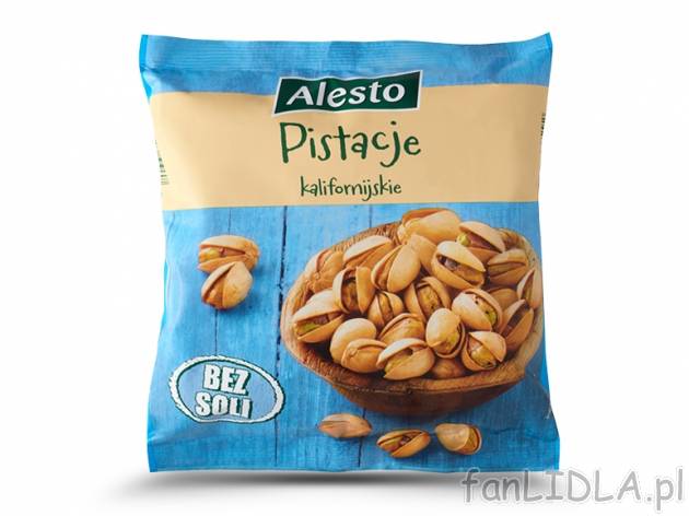 Alesto Pistacje bez soli , cena 17,00 PLN za 250 g/1 opak., 100 g=7,20 PLN.