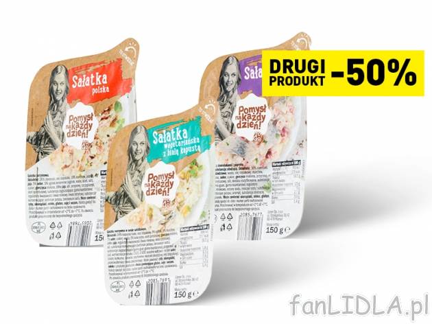 Pomysł na każdy dzień Sałatka , cena 1,00 PLN za 150 g/1 opak., 100 g=0,83 PLN. ...