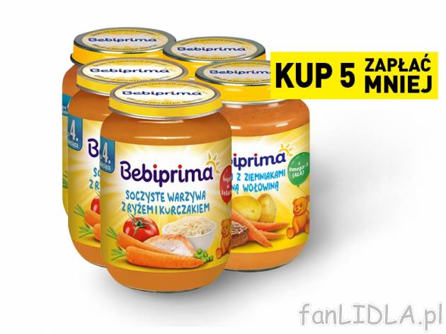 Bebiprima Danie , cena 2,00 PLN za 190 g/1 opak., 100 g=1,47 PLN. 
*Cena za 1 opakowanie ...