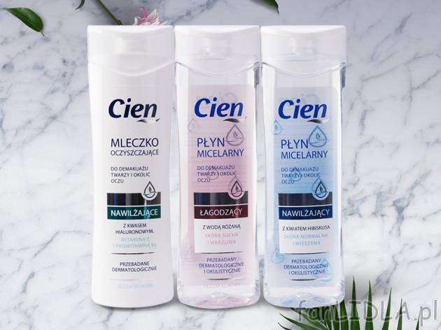 Cien Mleczko oczyszczające lub płyn micelarny , cena 3,00 PLN za 200 ml/1 opak., ...