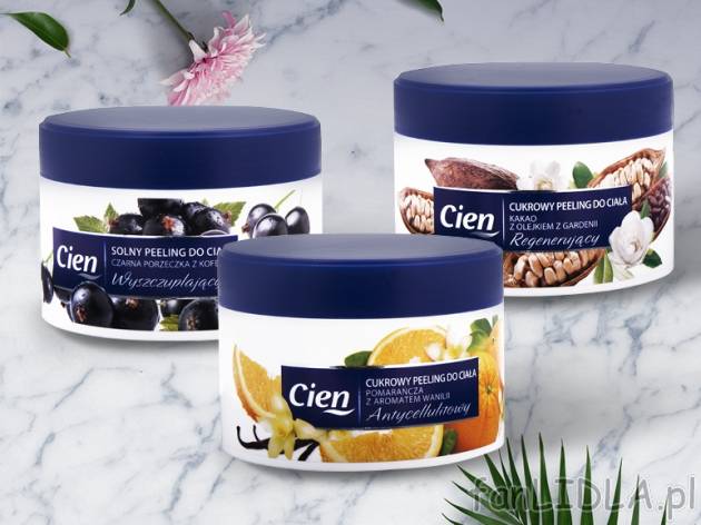 Cien Peeling cukrowy lub solny , cena 7,00 PLN za 225 g/1 opak., 100 g=3,55 PLN.