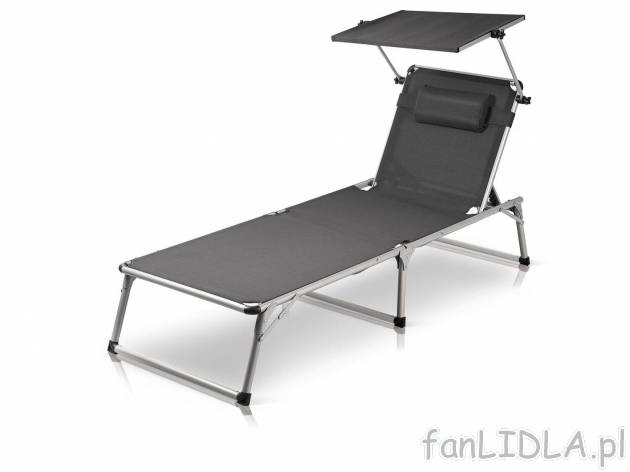 Leżak aluminiowy z daszkiem , cena 199,00 PLN 
- 193 x 67 x 32 cm (dł. x szer. ...