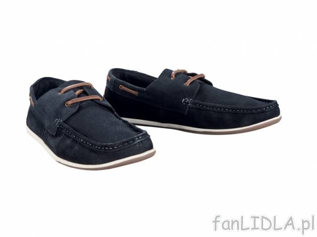 Skórzane mokasyny Livergy, cena 69,90 PLN za 1 para 
- buty ze skóry welurowej, ...