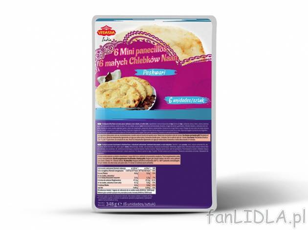 Minichlebek Naan w stylu indyjskim , cena 4,00 PLN za 348 g/1 opak., 1 kg=14,34 ...