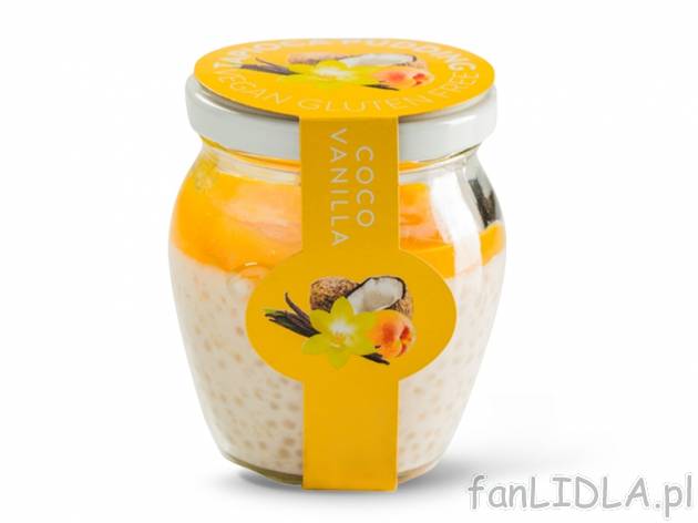 Tapioca lub Chia Pudding , cena 4,00 PLN za 140 g/1 opak., 100 g=3,56 PLN. 
Oferta ...