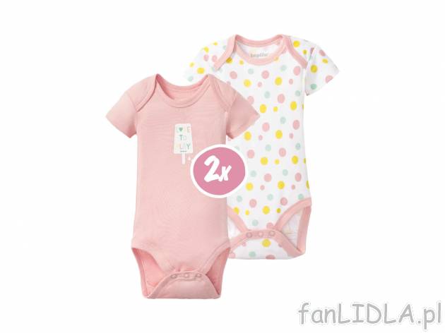 Body niemowlęce z krótkim rękawem, 2 szt.* Lupilu, cena 6,99 PLN 
- rozmiary: ...
