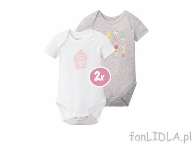 Body niemowlęce z krótkim rękawem, 2 szt.* Lupilu, cena 6,99 PLN 
- rozmiary: ...