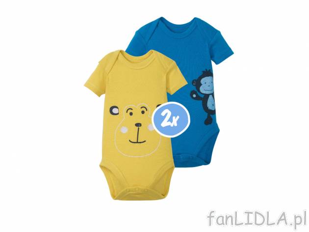 Body niemowlęce z krótkim rękawem, 2 szt.* Lupilu, cena 6,99 PLN 
- rozmiary: ...