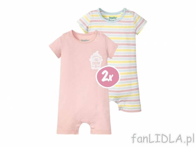 Rampersy niemowlęce, 2 szt.* Lupilu, cena 12,99 PLN 
- rozmiary: 56-92
- 100% bawełny
- ...
