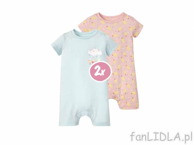 Rampersy niemowlęce, 2 szt.* Lupilu, cena 12,99 PLN 
- rozmiary: 68-86
- 100% bawełny
- ...