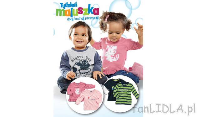 Bluzki niemowlęce z długim rękawem Lupilu, cena 24,99 PLN za 2 szt.