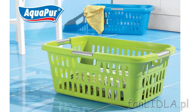 Kosz na pranie AquaPur, cena 13,99 PLN za 1 szt. 
- 60 x 40 x 25 cm 
- antypoślizgowe ...
