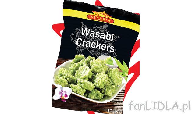 Krakersy ryżowe wasabi , cena 3,99 PLN za 125 g 
-  125 g/ 1 opak. 
-  100 g/ 3.19