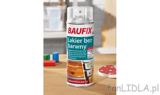 Lakier bezbarwny , cena 11,99 PLN za 400 ml 
- optymalna ochrona metalu, drewna ...