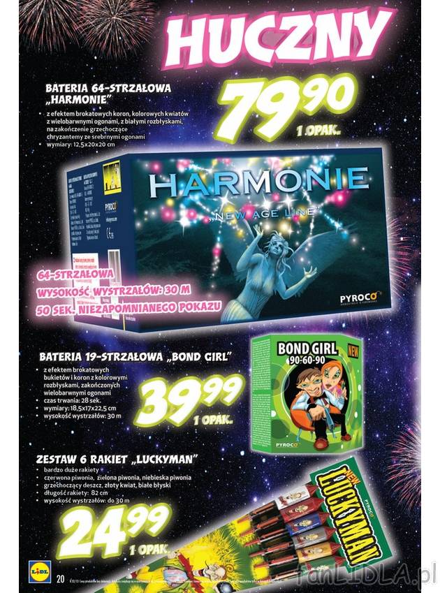 Huczny Sylwester z Lidlem. Promocja na baterie 64-strzałowa oraz baterię 19-strzałową. ...