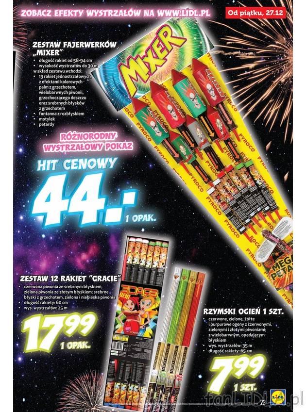Zestaw fajerwerków od piątku, 27 grudnia w Lidlu. Specjalne promocje na Sylwestra. ...