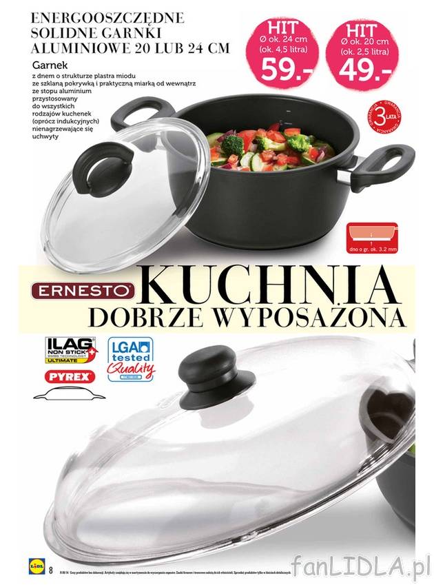 Energooszczędne, solidne garnki aluminiowe 20 lub 24cm, w cenie od 49zł
