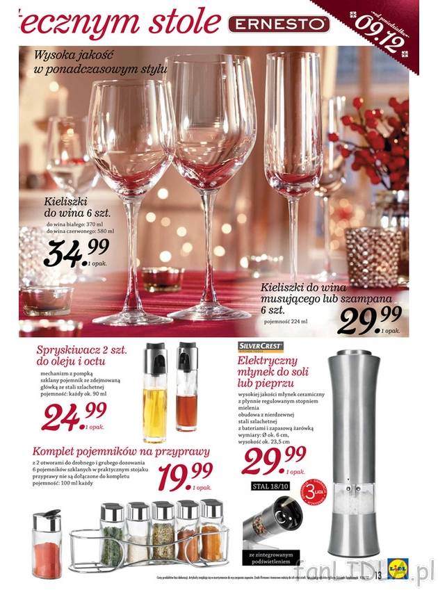 Kieliszki do wina lub szampana, 6 sztuk w świątecznej ofercie Lidla. W sprzedaży ...