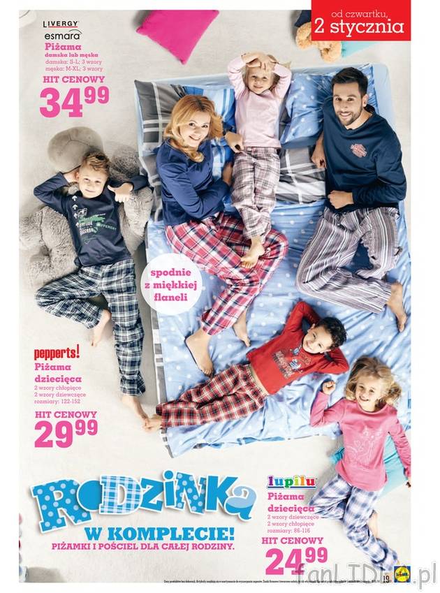 Piżamy dla całej rodziny! Damskie i męskie w cenie 34,99 zł, dostępne w trzech ...