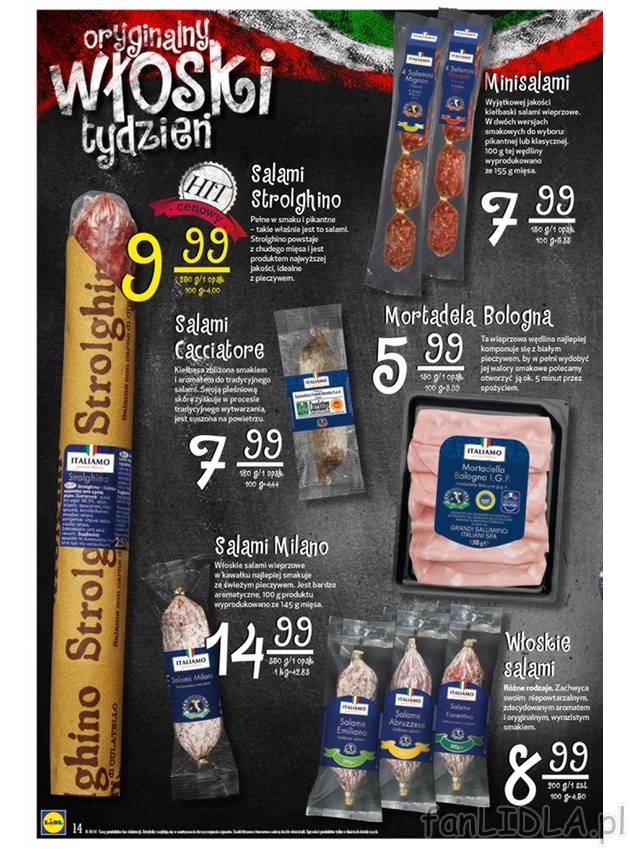 Salami strolghino, salami cacciatore, mortadela bologna, włoskie salami, salami milano