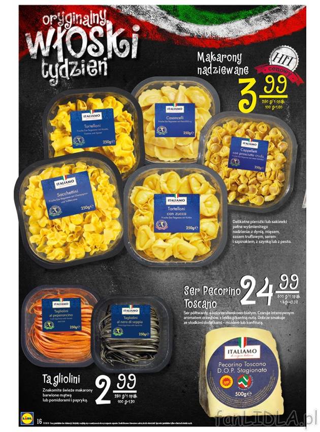 Ser pecorino toscano, nadziewany makaron