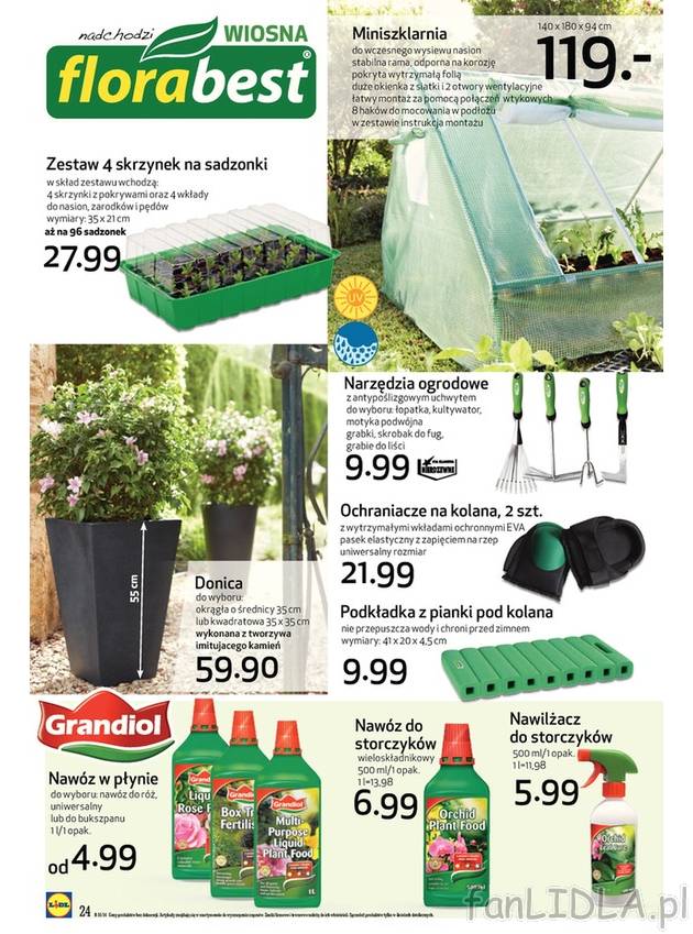 Miniszklarnia, narzędzia ogrodowe, zestaw 4 skrzynek na sadzonki, donica, nawóz ...
