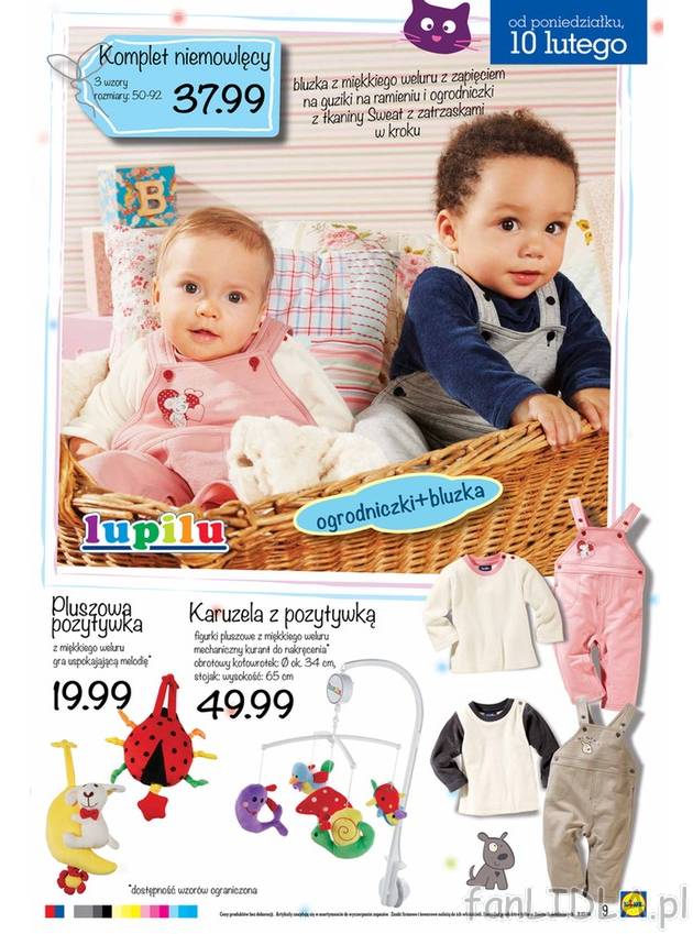 Komplet niemowlęcy, 3 wzory do wyboru: bluzka z miękkiego weluru z zapięciem ...