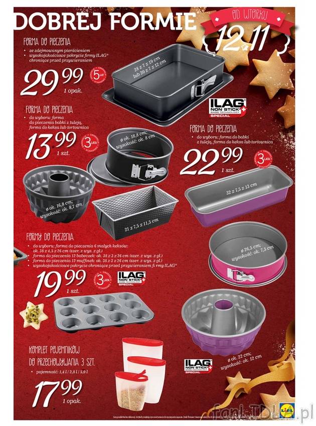 Forma do pieczenia o różnych wymiarach i kształtach do kupienia w sklepach Lidl. ...