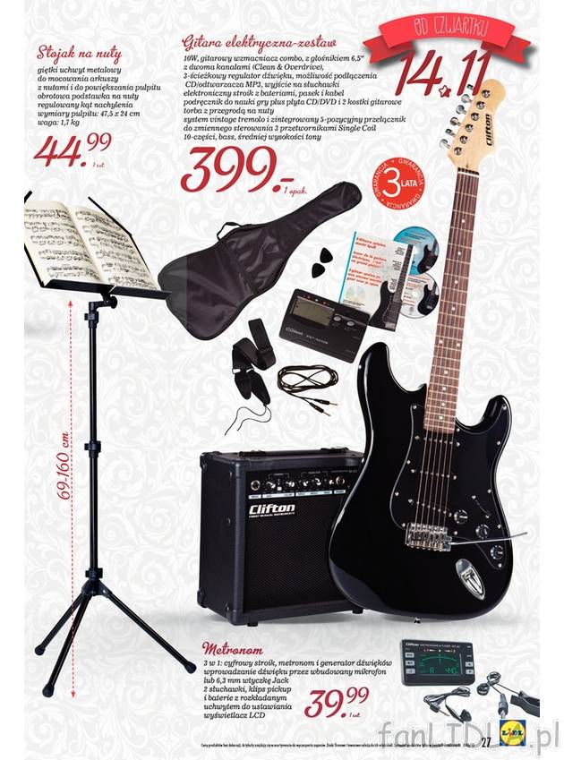 W Lidlu gitara elektryczna - zestaw. Komplet gitara, torba i książka do nauki ...