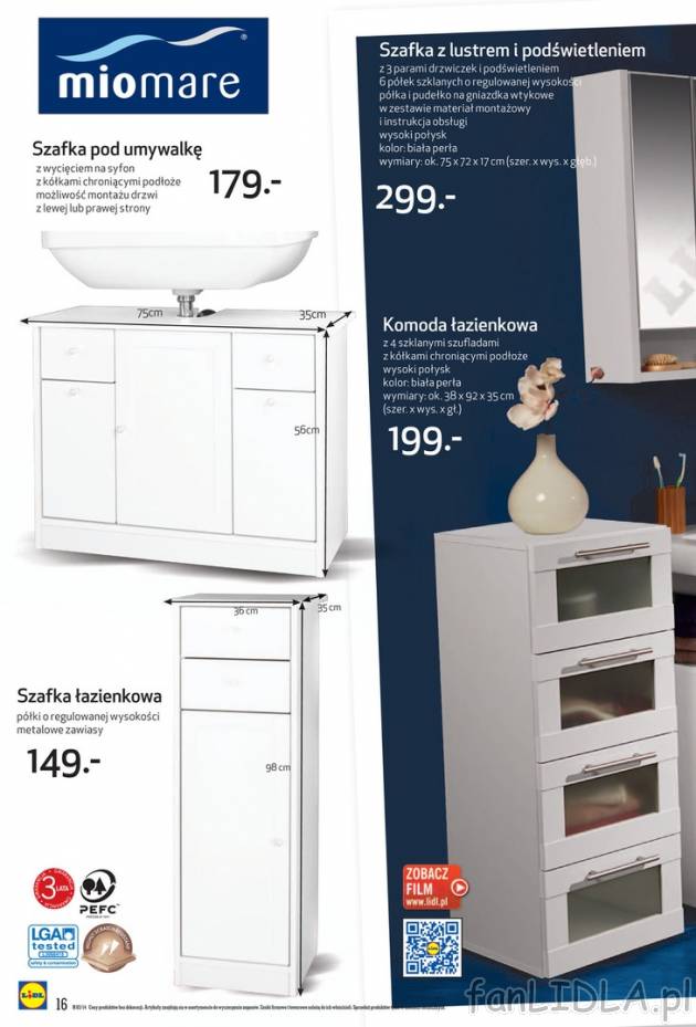 Meble łazienkowe w specjalne ofercie Lidl. Promocja na szafkę pod umywalkę, szafkę ...