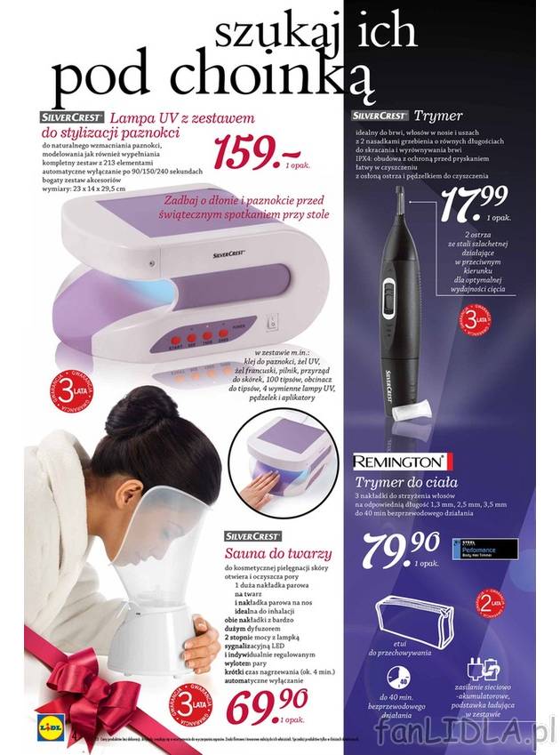 Pod choinką dobrze prezentować się lampa UV do stylizacji paznokci, sauna do ...