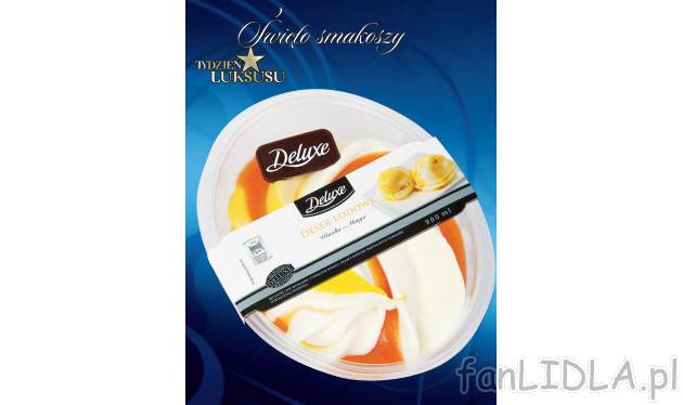 Lody o smaku mango Deluxe, cena 12,99 PLN za 900 ml 
-  ,