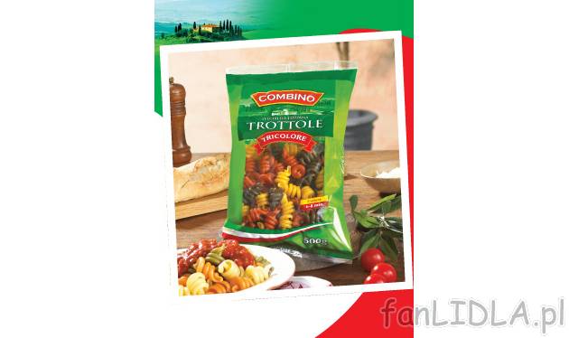 Makaron trottole tricolore , cena 3,99 PLN za 500 g 
- Z pszenicy durum, z dodatkiem ...