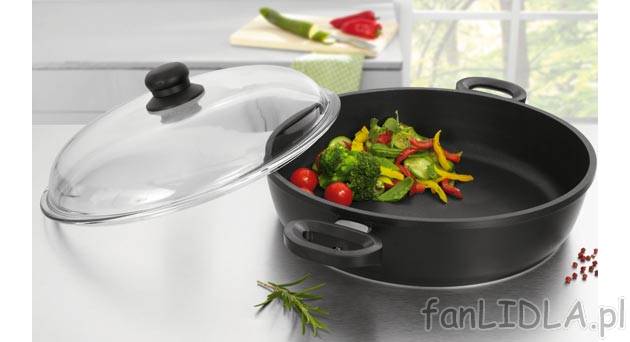 Patelnia XXL ze szklaną pokrywą Ernesto, cena 119,00 PLN za 1 opak. 
- ze szczególnie ...