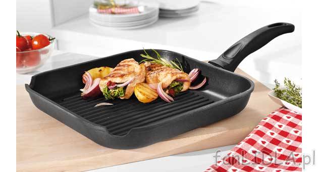 Patelnia grillowa ze stopu aluminium Ernesto, cena 59,90 PLN za 1 szt. 
- z wyżłobioną ...