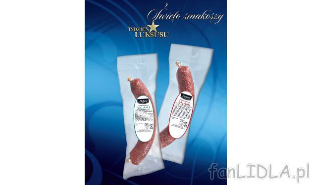 Salami , cena 11,99 PLN za 250 g 
- kiełbasa surowa, długodojrzewająca, wędzona ...
