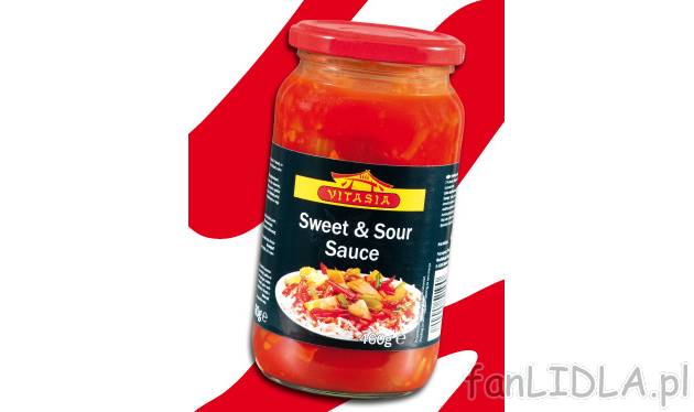 Sos słodko-kwaśny , cena 4,49 PLN za 460 g 
-  460 g/ 1 opak. 
-  1 kg= 9.76